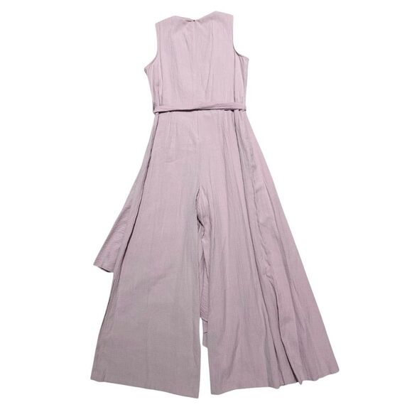 CALVIN KLEIN NWT Dusty Rose Textured Gauze Sleeveless Mock-Wrap Jumpsuit 6 - Picture 5 of 12